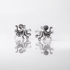 New Octopus Studs Silver-jewellery-The Vault