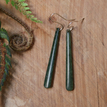 Pounamu Earrings Stg Silver Large