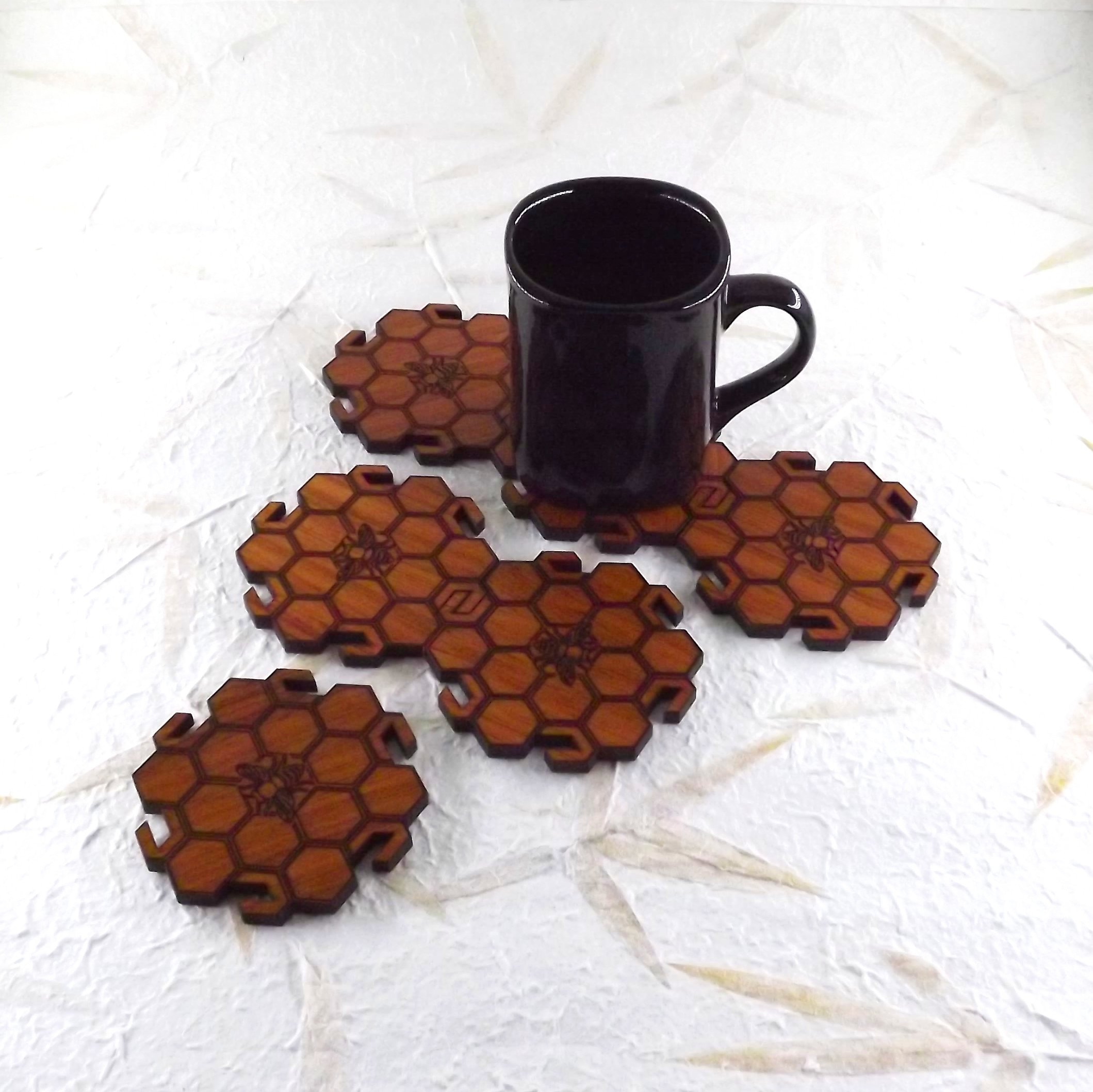 Bee Coaster Set of 6 Amazin Wood at The Vault NZ NZ