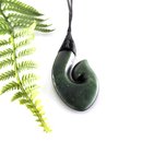 Large Pounamu Pendant Lashed Fish Hook