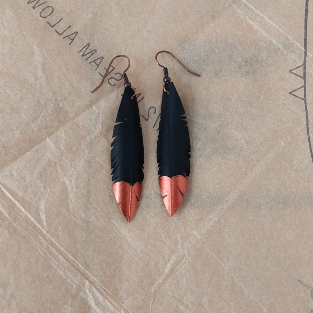 Copper on sale feather earrings