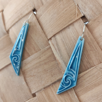 Porcelain Earrings Long Koru Detail