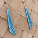 Porcelain Earrings Long Koru Detail