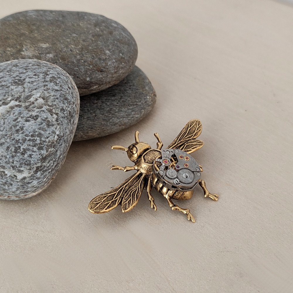 Large bee store brooch