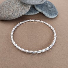 Twist Bangle Silver Medium-jewellery-The Vault