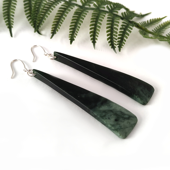 Large Pounamu Earrings Triangle