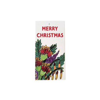 Native Flower Merry Christmas Tag