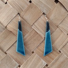 Porcelain Earrings Long Leaf Blue-jewellery-The Vault