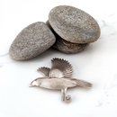 Grey Warbler Brooch Silver