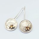 Sixpence Earrings with Tiny Bees