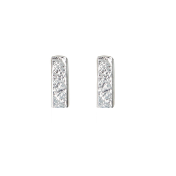 Mini Bar Stud Earrings Silver