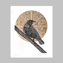 Majestic Tui Linocut Print 405mmx 505mm