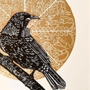 Majestic Tui Linocut Print 405mmx 505mm