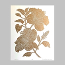 Hibiscus Gold Linocut Print 405mm x 505mm