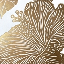 Hibiscus Gold Linocut Print 405mm x 505mm