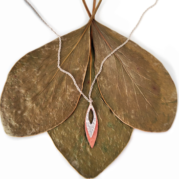 Double Abstract Leaf Pendant Silver Copper