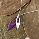 Double Abstract Leaf Pendant Silver Purple