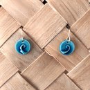 Porcelain Earrings Round Koru Blue