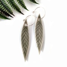 Porcelain Earrings Leaf Sage Green-jewellery-The Vault