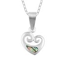 Paua Koru Heart Necklace Silver