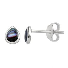 Paua Teardrop Studs Silver-jewellery-The Vault