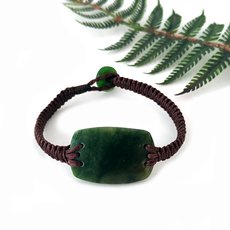 Pounamu Bracelet Brown Cord-jewellery-The Vault