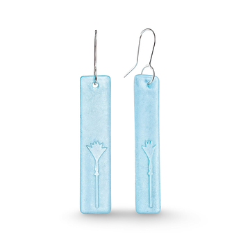 Glass Nikau Drop Earrings Light Blue