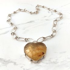 Kauri Gum Heart Necklace Silver-jewellery-The Vault