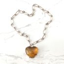 Kauri Gum Heart Necklace Silver