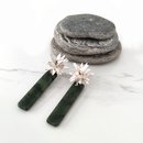 Cabbage Tree Earrings with Greenstone