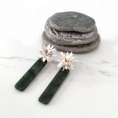 Cabbage Tree Earrings with Greenstone-jewellery-The Vault