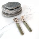 Cabbage Tree Earrings with Greenstone