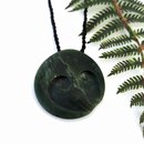 Rimu Pounamu Pendant Simple Disc Carved Detail