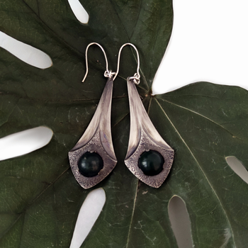 Silver Lanterns Earrings with Pounamu