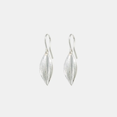 Leaf Earrings Short Hooks Silver-jewellery-The Vault