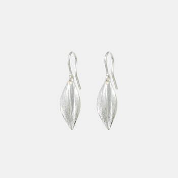 Leaf Earrings Short Hooks Silver