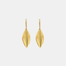 Leaf Earrings Short Hooks 22ct Gold Plate-jewellery-The Vault