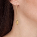 Leaf Earrings Long Hooks 22ct Gold Plate