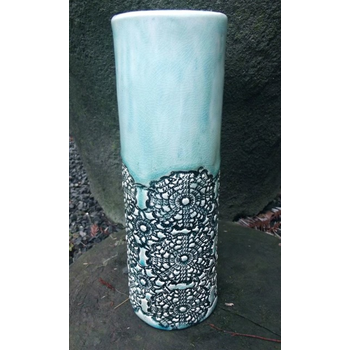 Cylinder Vase 22cm Vintage Turq 