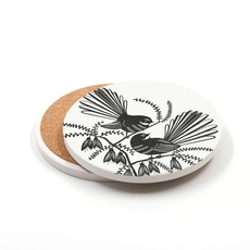 Linocut Fantail Ceramic Coaster SINGLE-artists-and-brands-The Vault