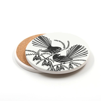 Linocut Fantail Ceramic Coaster SINGLE