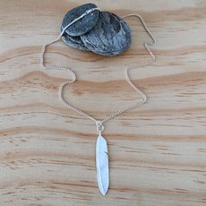 Large Seagull Feather Pendant Silver-jewellery-The Vault