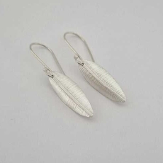 Small Silver Leaf Earrings Matte Finish-jewellery-The Vault