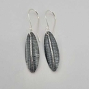 Small Silver Leaf Earrings Oxidised Finish