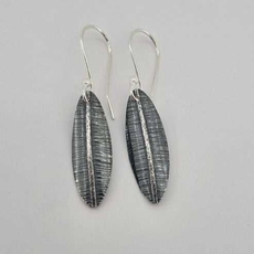 Small Silver Leaf Earrings Oxidised Finish-jewellery-The Vault