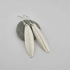 Large Silver Leaf Earrings Matte Finish-jewellery-The Vault