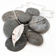 Large Autumn Leaf Pendant Silver-jewellery-The Vault