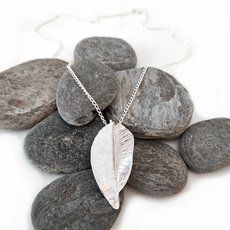 Large Autumn Leaf Pendant Silver-jewellery-The Vault