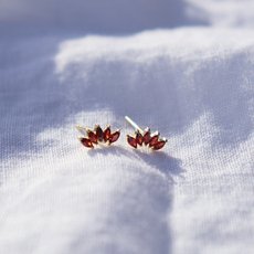 Pohutukawa Gem Studs Gold Plate-jewellery-The Vault