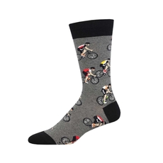 Men's Socks Cycling Crew Grey Heather-artists-and-brands-The Vault